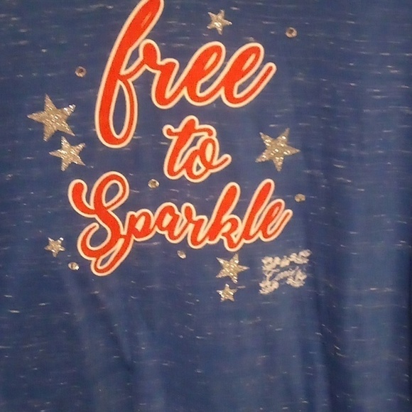 Bella-Canvas "Free To Sparkle" Blue T-Shirt With Glittery Stars - Medium - Picture 2 of 5